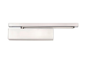 Türschließer-Gleitschiene aus Edelstahl mit modernem Design und Dämpfung für sanftes Schließen.