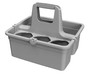 Dunkelgraue Kunststoffschale mit integrierter Flaschenhalterung und rutschfestem Boden.