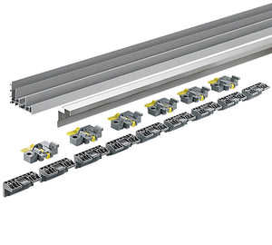 Schiebetürbeschlag-Set mit robusten Führungen und Laufschienen für einfache Installation.
