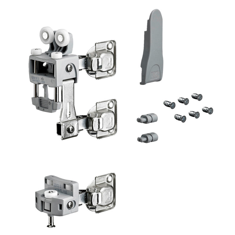 Schiebetürbeschlag für Falttüren mit robusten Aluminiumprofilen und Gleitführungen.