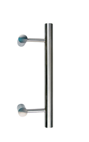 Matte Edelstahl-Stoßgriff mit einer Länge von 350 mm für komfortable Handhabung.