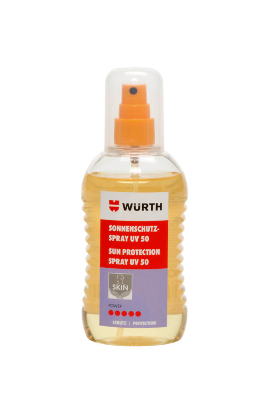 Sonnenschutz-SONNSHTZSPR-UV50 in einer 200 ml Flasche mit leichter, nicht fettender Textur.