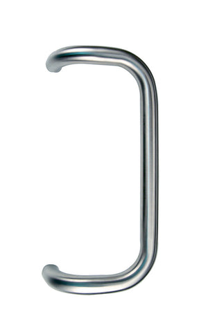 Mattierter Stoßgriff aus A2 Edelstahl, 32 mm Durchmesser, 382 mm Länge, robust und langlebig.