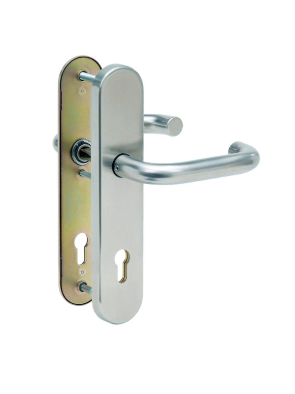 Schutzbeschlag aus Edelstahl A2 mit modernem Design, korrosionsbeständig und robust.