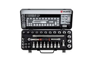 Steckschlüssel 3/8 Zoll Sortiment-STESHSL-SORT-3/8ZO-AUS6KT-TX-34TLG     Verpackungsinhalt    1 Einheit
