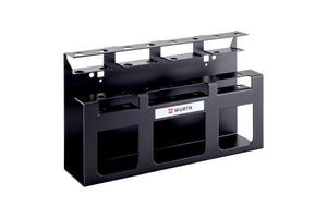 Schwarzes Halter Lochplattensystem mit kompakten Maßen von 310 x 100 x 185 mm für Werkzeuge.