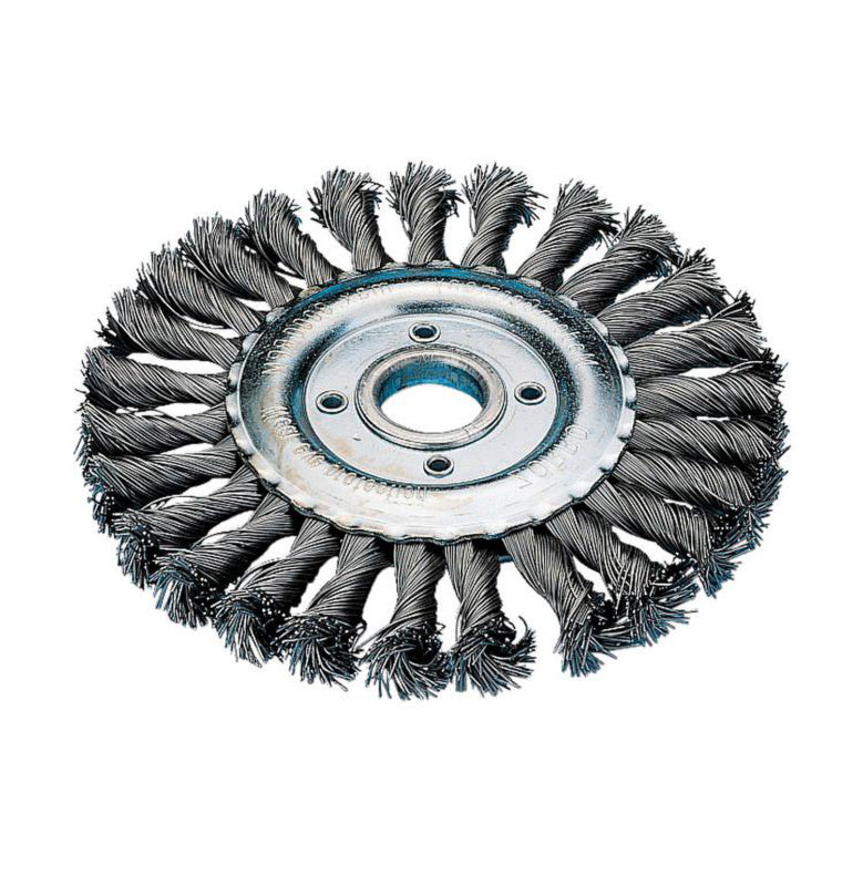 Rundbürste für Winkelschleifer mit robusten Borsten zur Oberflächenbearbeitung.