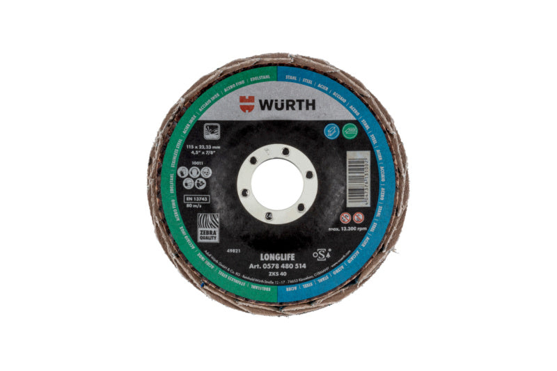 Lamellenfächerschleifscheibe LFSHLFSHB LL ST/A2 mit mehreren Lamellen für effizientes Schleifen.