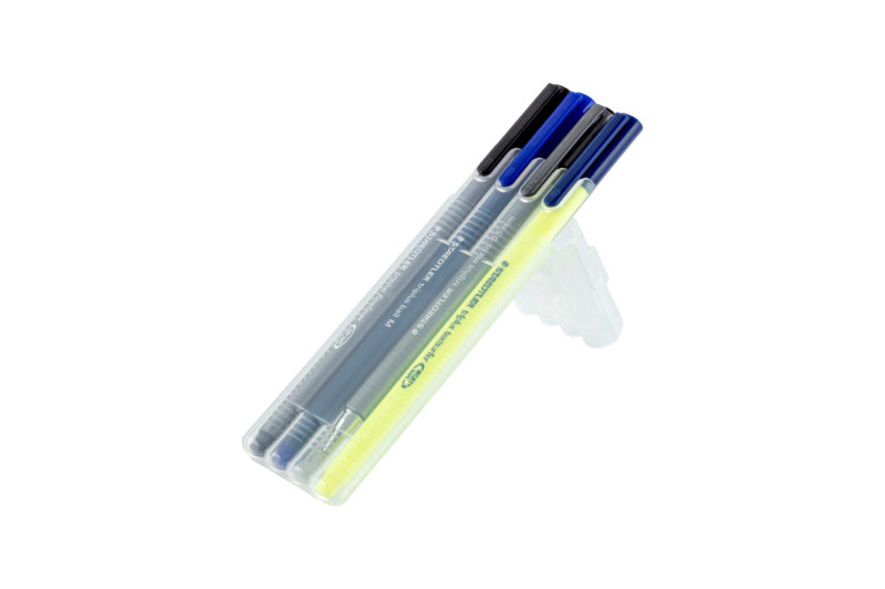 Vierfarbiges Markierstift-Set mit leuchtenden Farben und feiner Spitze in ergonomischem Design