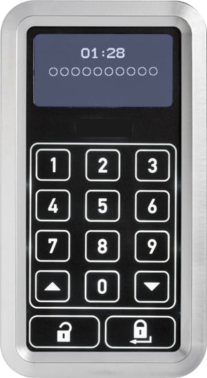 Silberner Türschlossantrieb mit modernem Design und einfacher Installation für Sicherheit und Komfort.