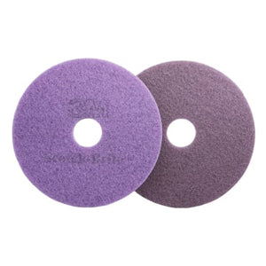Zwei Scotch-Brite Diamant Maschinenpads, violett und grau, 430 mm.