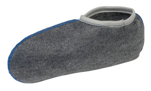 Graue Einziehsocke für Schuhe, ideal für einfaches An- und Ausziehen.