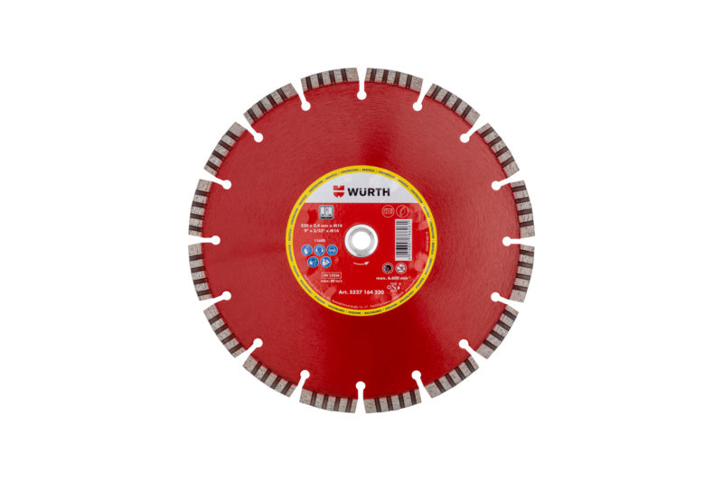 Runde Diamanttrennscheibe TSHB DIA BAUSTELLE mit segmentiertem Rand für Baustellengebrauch.