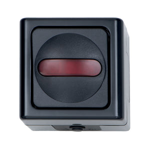 Anthrazitfarbener Schalter mit Aus-Wechsel-Funktion für moderne Schaltbedürfnisse.