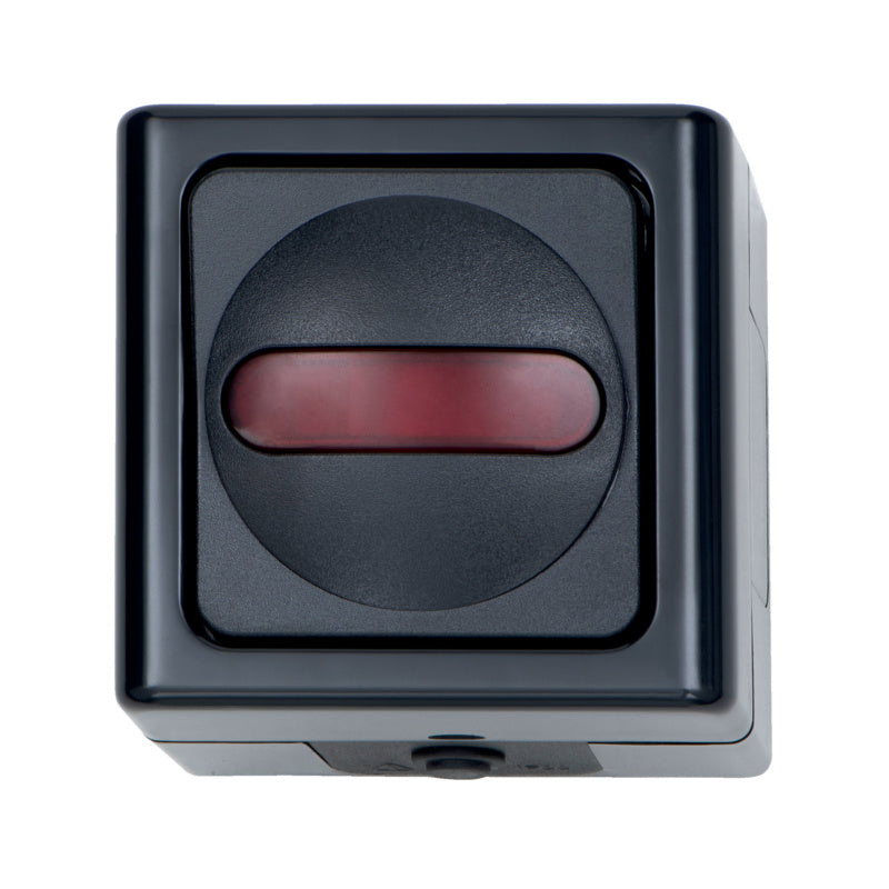 Anthrazitfarbener Schalter mit Aus-Wechsel-Funktion für moderne Schaltbedürfnisse.