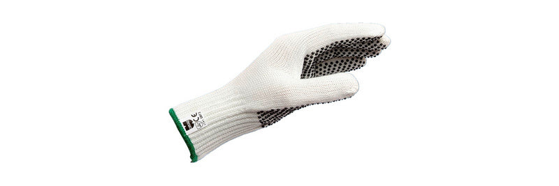 Gestrickte Schutzhandschuhe mit Benoppung in praktischer 12er Packung für besseren Grip und Schutz.