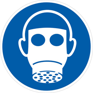 Gebotsschild "GEBOTSHLD-ATEMSCHUTZ" mit klarer Grafik zur Aufforderung von Atemschutzmasken.