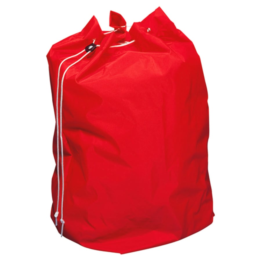 Roter 120L Entsorgungssack aus Nylon mit Kordelzug.