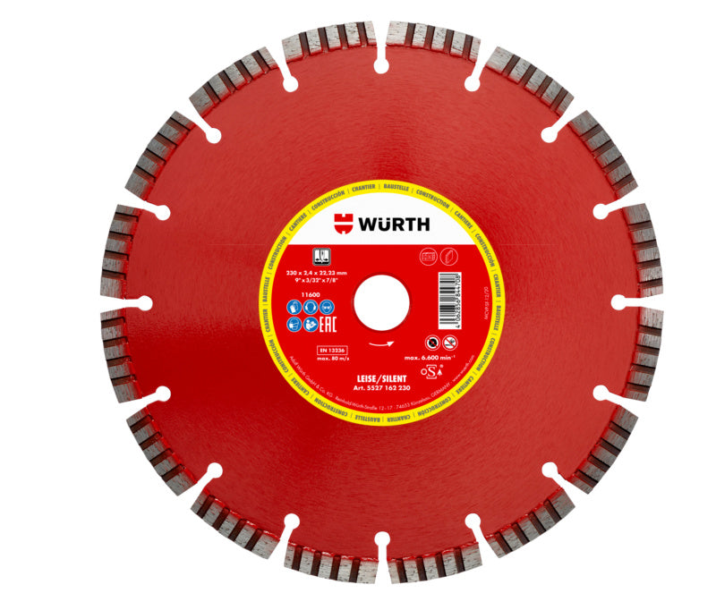 Runde Diamanttrennscheibe TSHB DIA BAUSTELLE in verschiedenen Größen für Bauanwendungen.