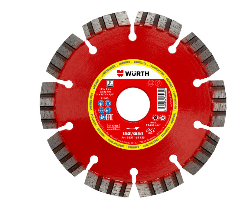 Diamanttrennscheibe TSHB DIA BAUSTELLE mit verschiedenen Durchmessern für präzise Schneidarbeiten.