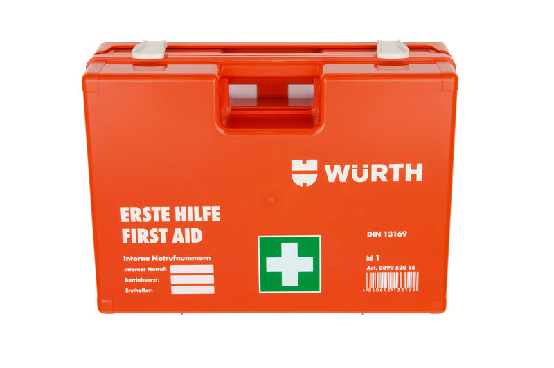 Robuster Erste-Hilfe-Koffer DIN 13169 mit Verbandmaterial und Schere für Handwerker