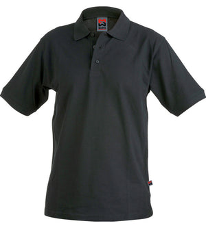 Schwarzes Arbeitspoloshirt RAFI mit Polokragen und Knopfleiste in Größe SWZ.