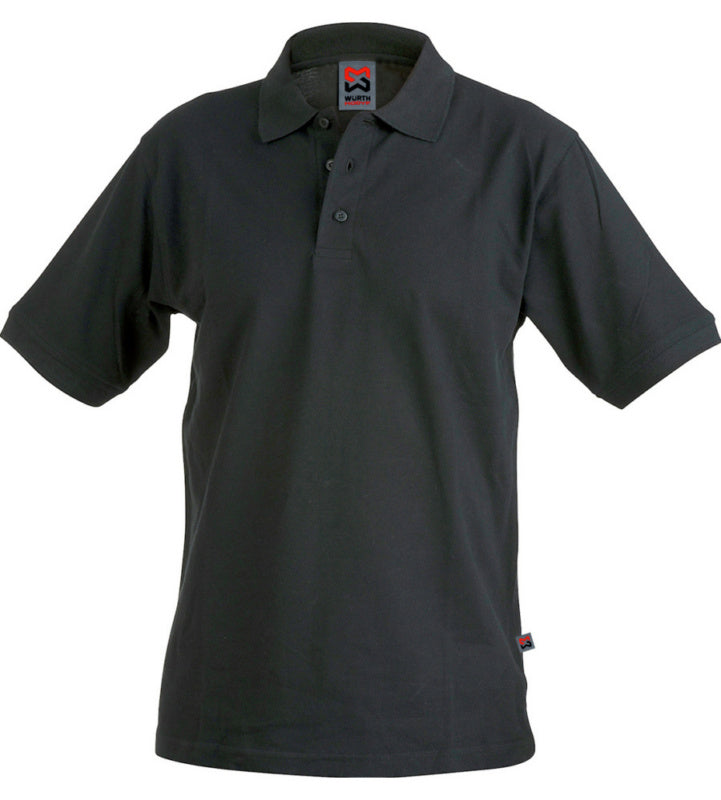 Schwarzes Arbeitspoloshirt RAFI mit Polokragen und Knopfleiste in Größe SWZ.
