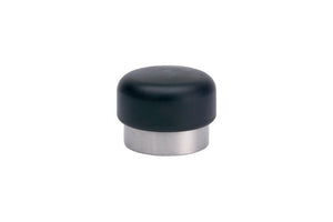 Mattschwarzer Türstopper mit rutschfester Unterseite und kompakten Abmessungen.