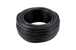 Schwarzes Flachkabel FLRYY Fahrzeugleitung gebündelt und flach angeordnet.