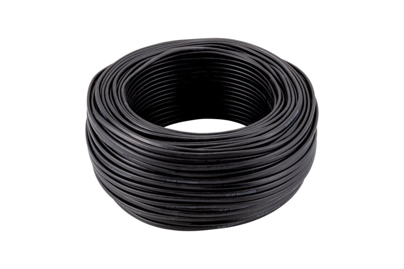 Schwarzes Flachkabel FLRYY Fahrzeugleitung gebündelt und flach angeordnet.