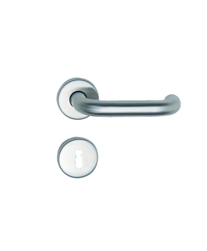 Edelstahl-Türdrücker TD-A2-A302-CLICK-ROS mit ergonomischem Griff und eleganter Oberfläche.