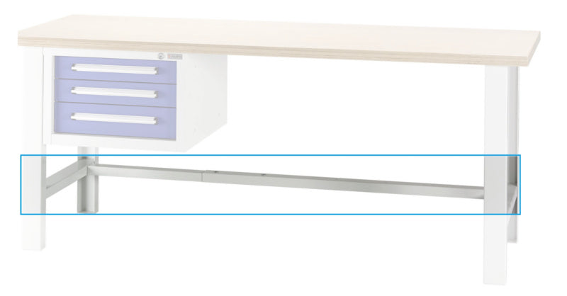 Robuster Querverbinder für Werkbank Basic-Serie zur flexiblen und stabilen Verbindung von Modulen.