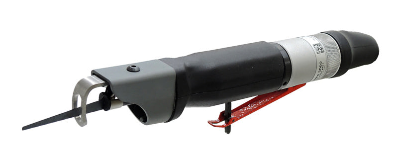 Luftbetriebene Stichsäge STICHSAE DL mit ergonomischem Griff und Staubabsaugung.