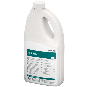 2,4kg Flasche Dip-it-plus Reinigungsmittel für Geschirr und Besteck in Gastronomiebetrieben.