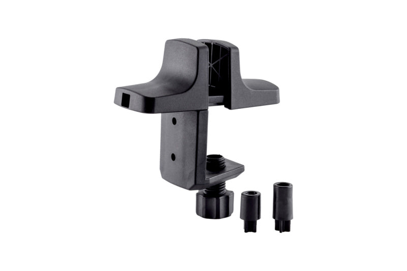 Schwarzes Schreibtischzubehör mit mehreren Fächern zur Organisation von Büroartikeln.