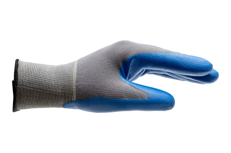 Gestrickter Schutzhandschuh mit Nitril-Beschichtung für Lebensmittelindustrie, 6 Stück pro Packung.