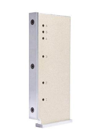 Bohrlehre Novapro Scala mit einstellbaren Lochdurchmessern und ergonomischem Design.