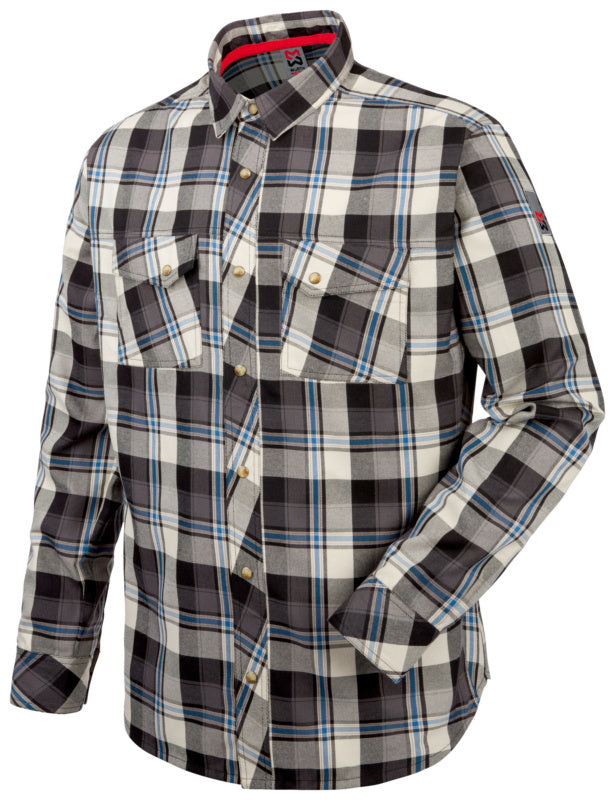 Graues langärmliges Arbeitshemd aus Baumwolle mit Brusttasche und verstellbaren Manschetten in XXL.