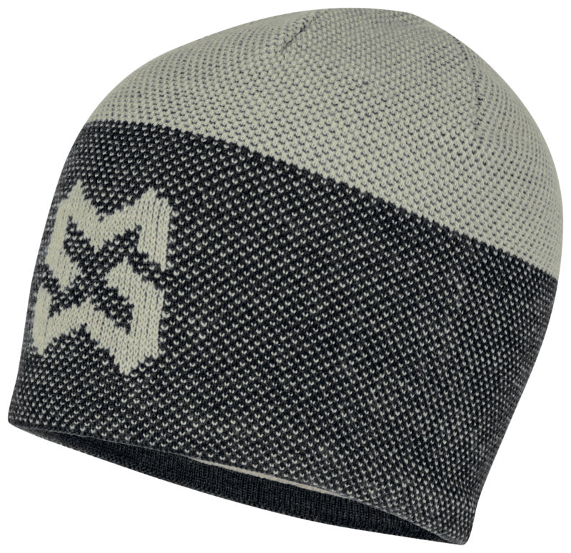 Grau farbige Mütze mit Kapuze, geeignet für Damen und Herren in Einheitsgröße.