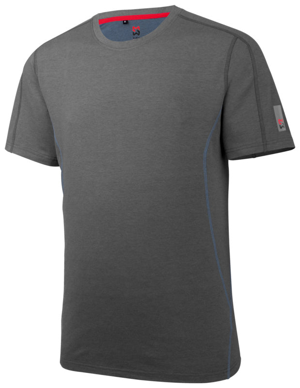 Arbeitsshirt in Nature Grau mit taillierter Passform und elastischen Ärmeln für Komfort.