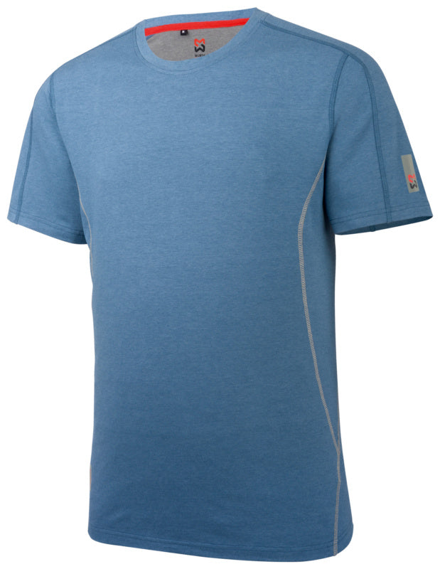 Arbeitsshirt in natürlichem Blau mit verstärkten Nähten und praktischer Brusttasche.