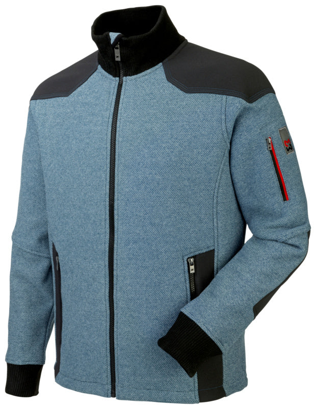 Naturblaue Fleecejacke mit Reißverschluss und Taschen aus weichem, atmungsaktivem Material