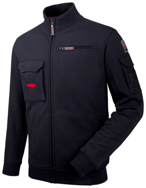 Sweatjacke in auffälligem Blau mit modernem Schnitt, elastischen Bündchen und praktischen Taschen.