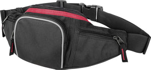 Schwarze Hüfttasche X-FINITY mit mehreren Fächern und verstellbarem Hüftgurt.