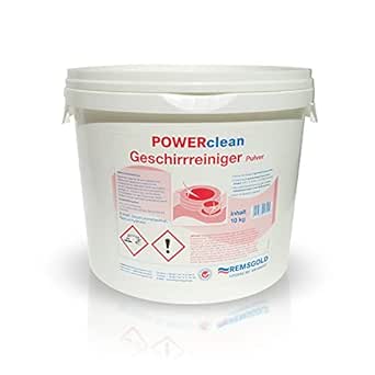 Powerclean Geschirrreiniger-Pulver in einem 10kg Eimer.