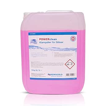 10kg Kanister Powerclean Klarspüler für Gläser von Remsgold Chemie.