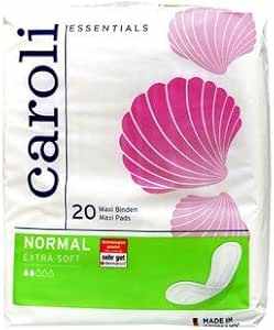 Caroli Dickbinden Normal incontinence pads with pink shell design, 20 count.