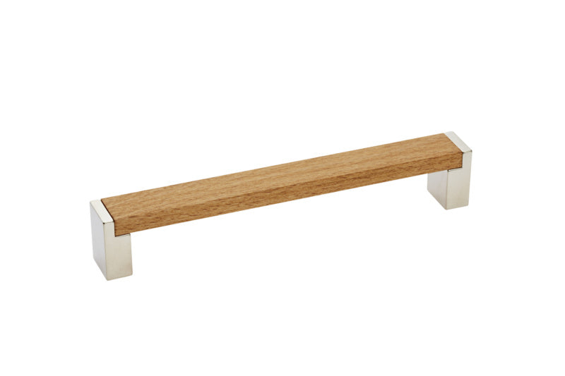 Mattierter Möbel-Muschelgriff aus Buche mit 160 mm Länge und natürlicher Holzmaserung.