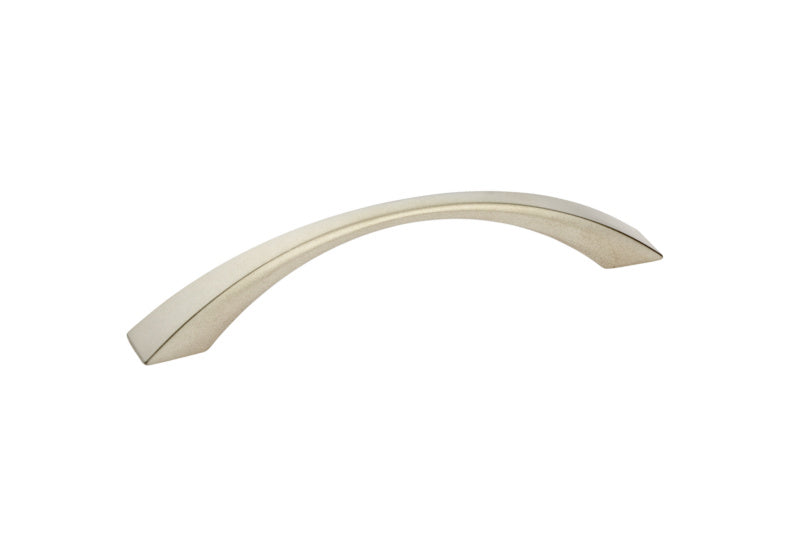 Matte nickel finish furniture handle, 128 mm long, with a minimalist design and clear lines.