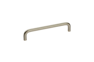 Edelstahl Möbelgriff Standard GRF Bügel A2 mit ergonomischer Form und glänzender Oberfläche.